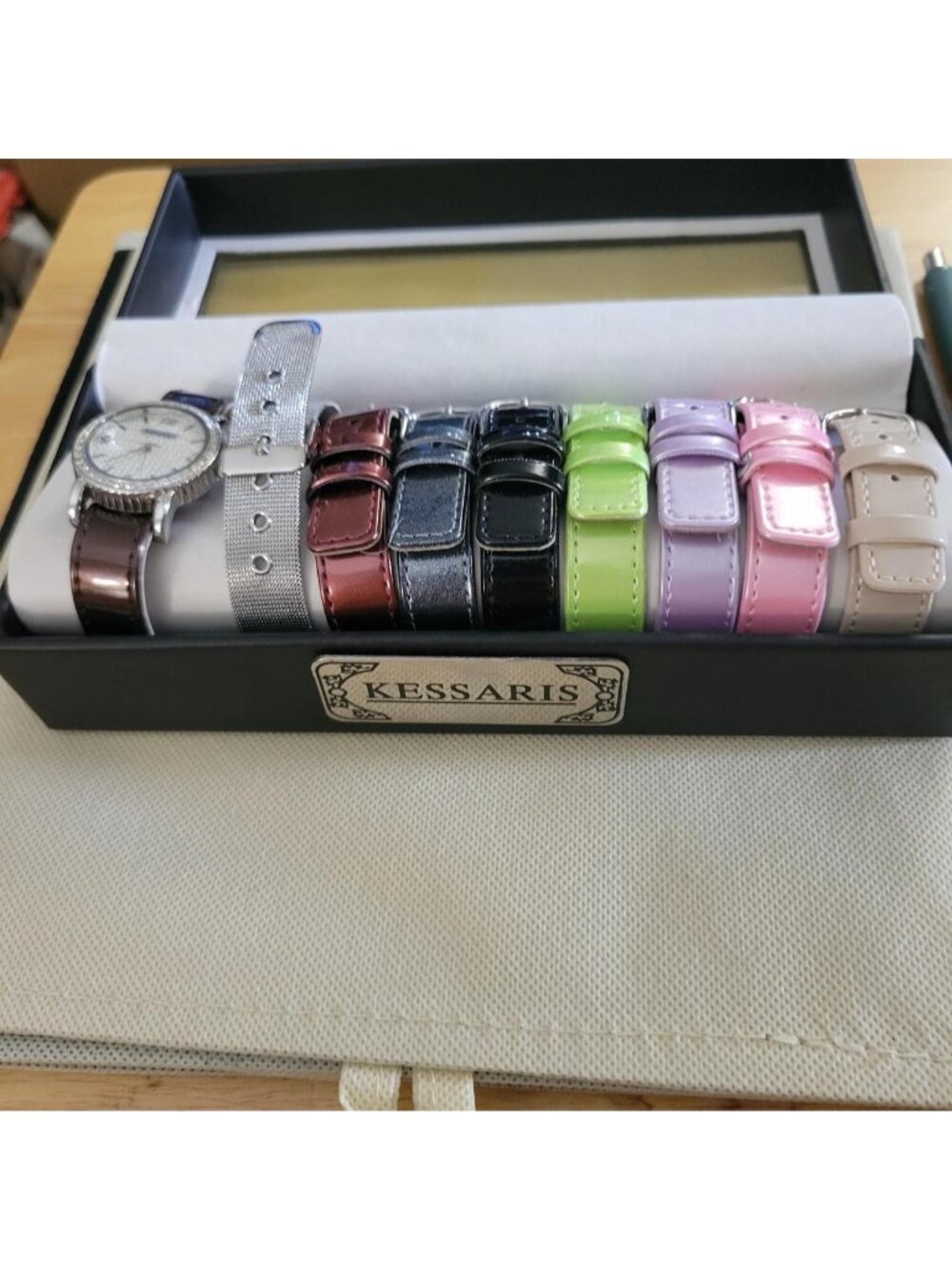 kessaris womens watch comes with 8 different colored bands
